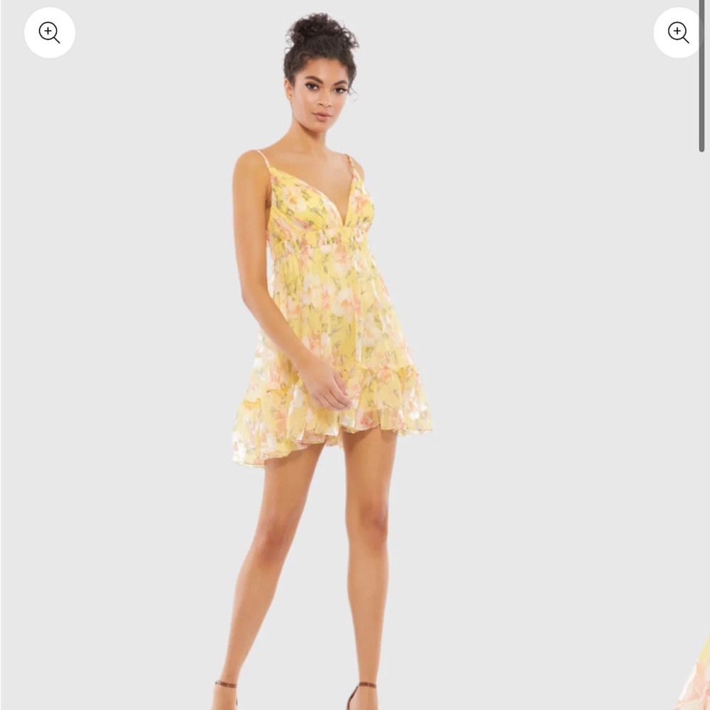 NWT Mac Duggal Yellow Floral Dress